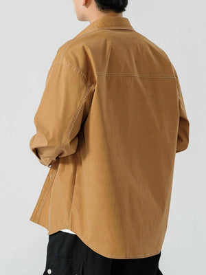 Washed Distressed Work Clothes Shirts Coat