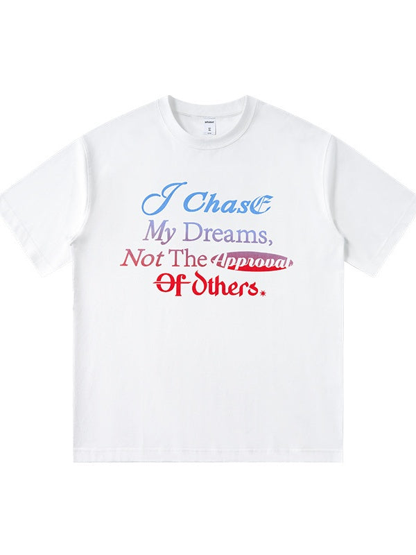 Gradient Letter Printed Oversize T-shirts
