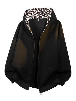 Leopard Print Patchwork Hoodies