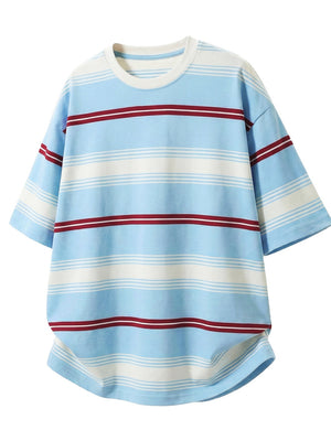 Color-blocked Stripes Loose-fit T-shirts