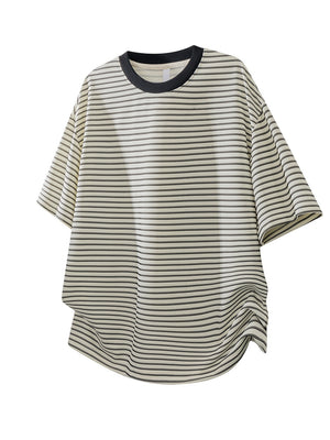 Color-blocked Stripes Loose-fit T-shirts