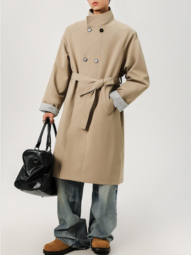 Trench-coats longs à double boutonnage et patchwork