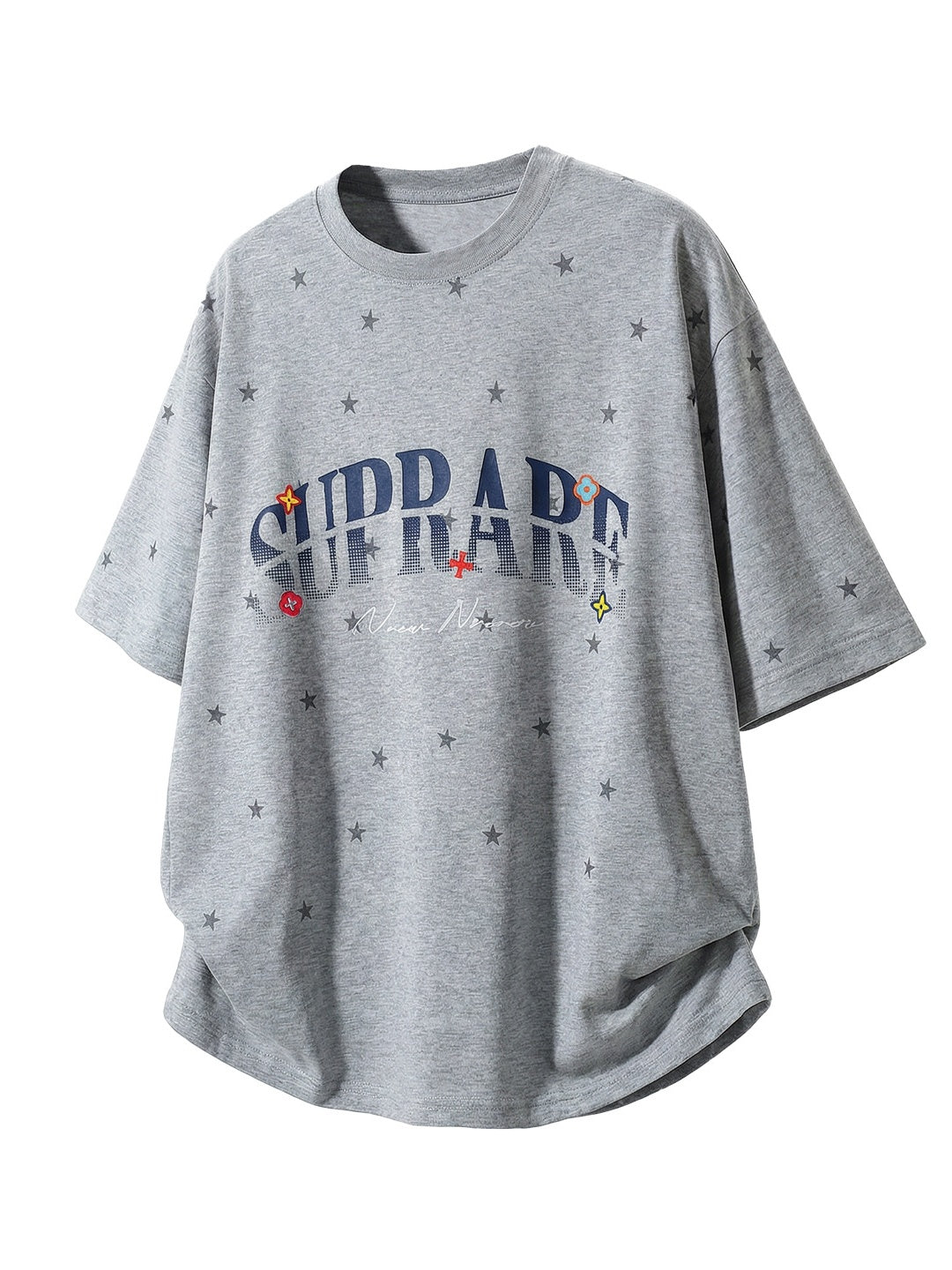 Full Stars Color-blocked Letter Printed T-shirts