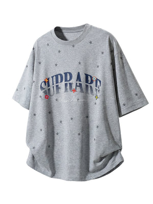Full Stars Color-blocked Letter Printed T-shirts