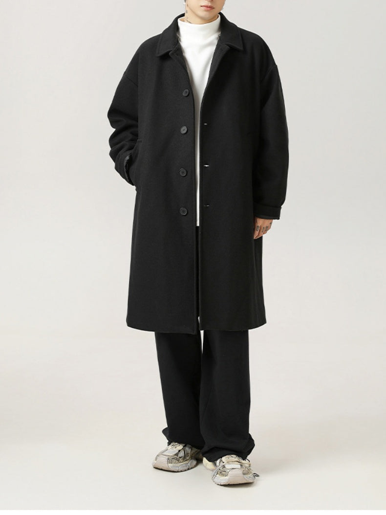 Black Brown Mid-length Lapel Coats
