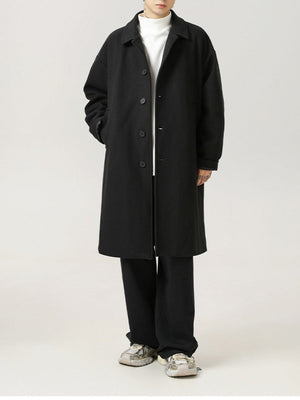 Black Brown Mid-length Lapel Coats