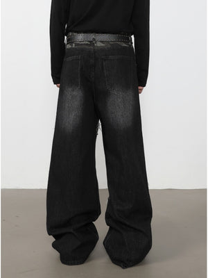 Patch Fake Hole Patchwork Jeans