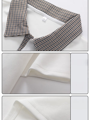 Old Money Style Plaid Patchwork POLO Shirt