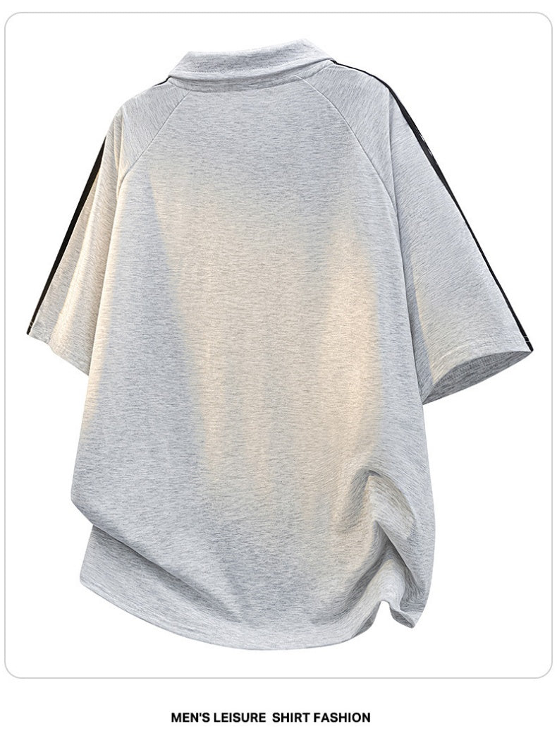 Stripes Patchwork Loose-fit POLO Shirt