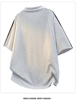 Stripes Patchwork Loose-fit POLO Shirt