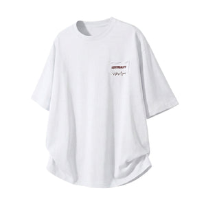 Color-blocked Letter Applique Loose-fit T-shirts