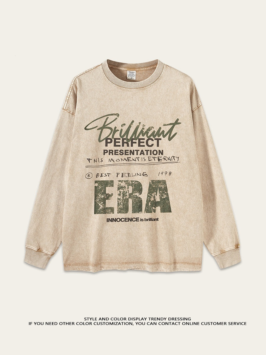 T-shirts amples à imprimé lettres délavé et vieilli