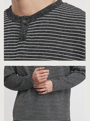Stripes Henry Collar T-shirts