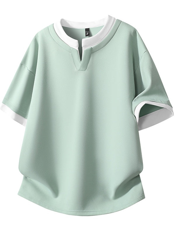 Layered-look Color-blocked Loose-fit T-shirts