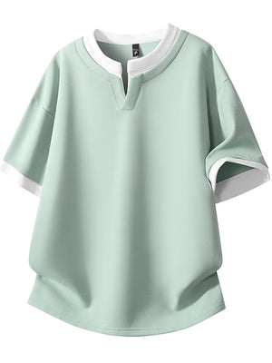 Layered-look Color-blocked Loose-fit T-shirts