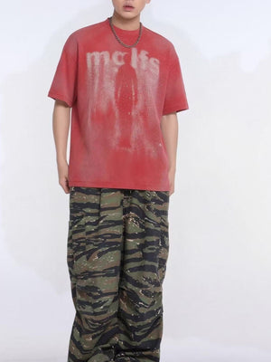 Retro Washed Illusory Silhouette BF Loose-fit T-shirt