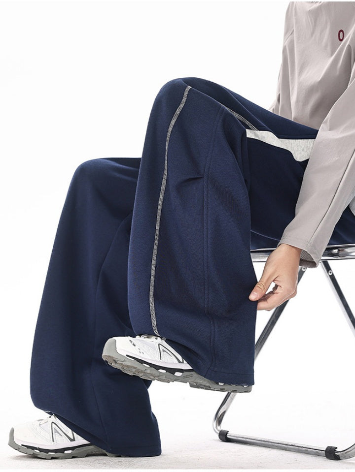 Color-blocked Geometry Scimitar Wide-leg Sweatpants