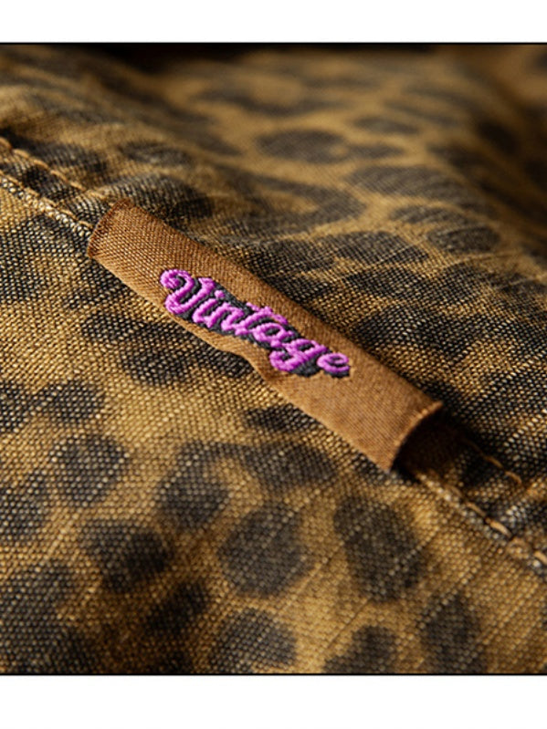 Vintage Leopard-Camo Long-Sleeve Shirt