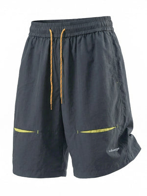 Embroidery Water-repellent Sports Breathable Color-blocked Five Points Shorts