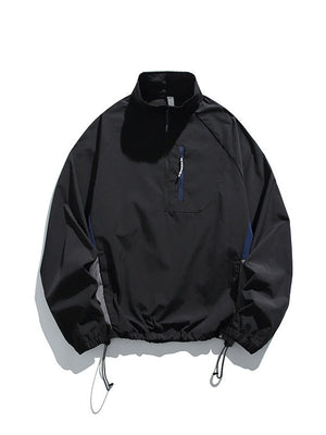 Outdoor Half Zipper Stand Collar Splicing Contrasting Colors Sports Water-repellent Jackets