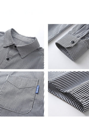 Vertical Stripe Color-blocked Shirts