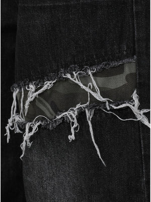 Patch Fake Hole Patchwork Jeans