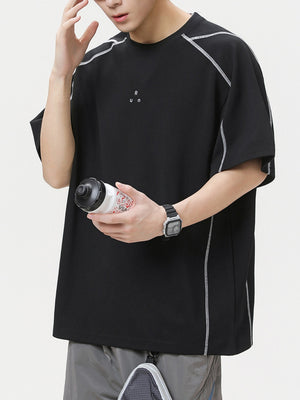 Color-blocked Printed Breathable Sports T-shirts