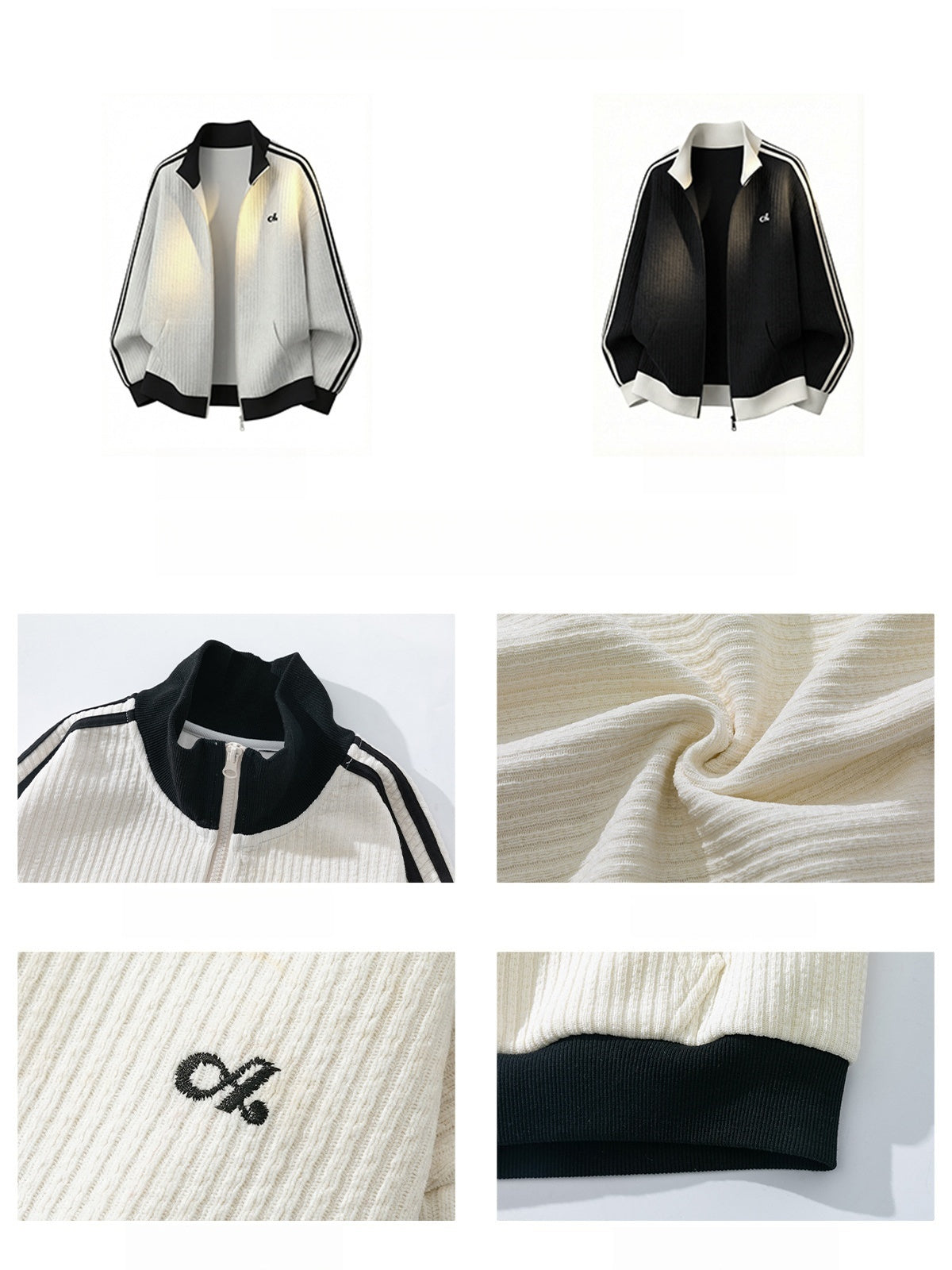 Color-blocked Vertical Stripe Loose-fit Cardigan Sweatshirt