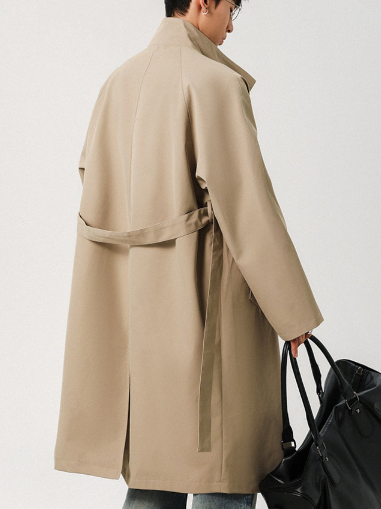 Trench-coats longs à double boutonnage et patchwork