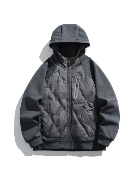 Lightweight Splicing Keep Warm Windproof Hooded Down Coat