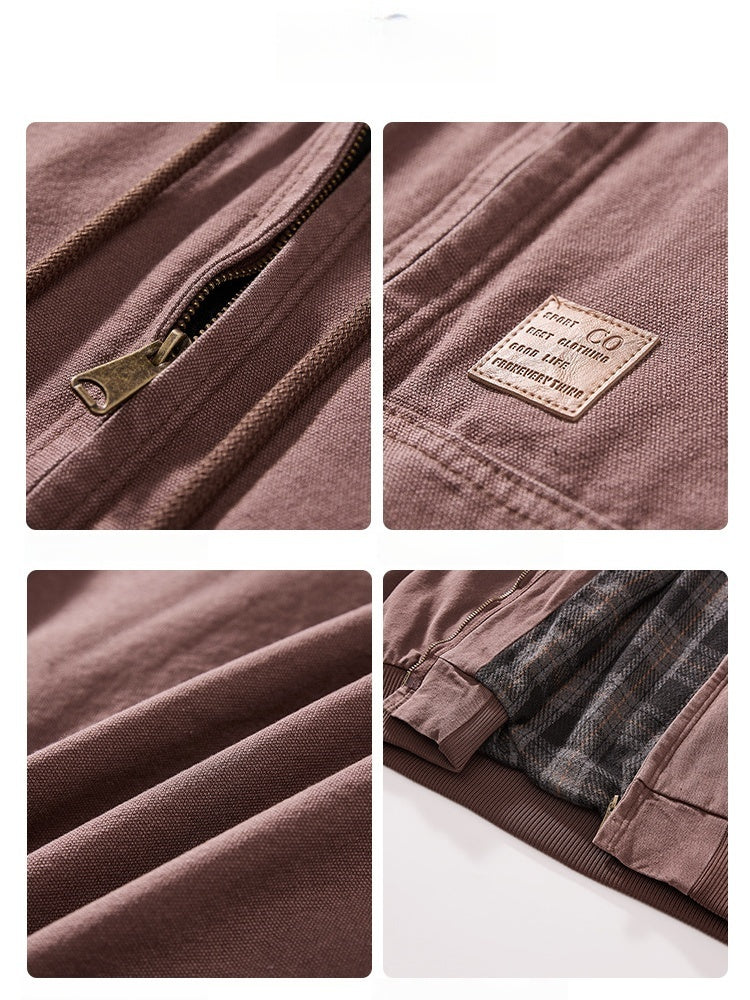 Retro Plaid Tooling Hooded Jacket