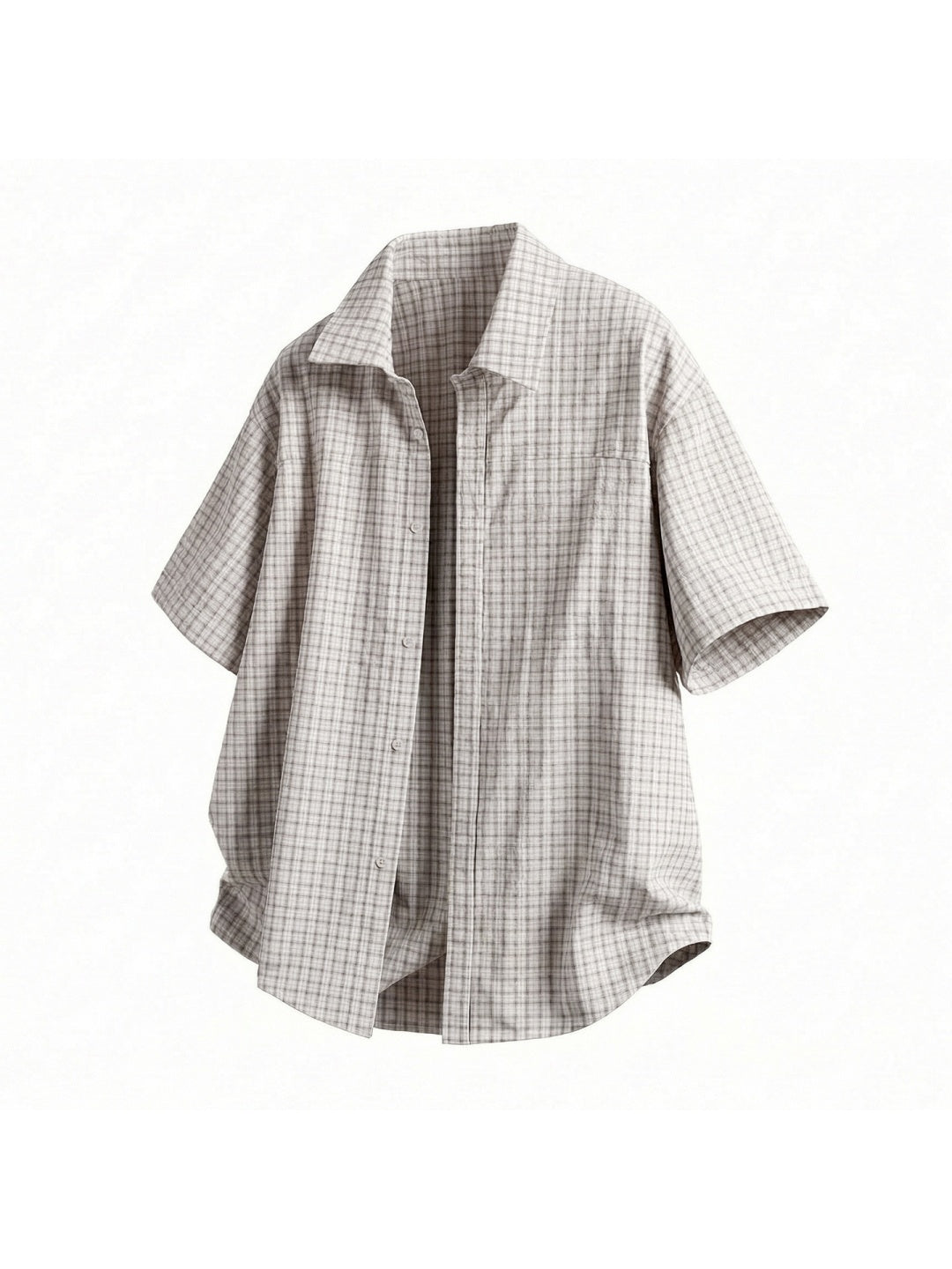 Color-blocked Plaid Boxy Loose-fit Shirts