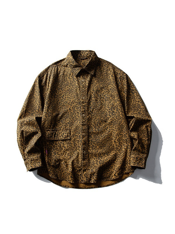 Vintage Leopard-Camo Long-Sleeve Shirt