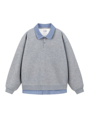 Retro Plaid Loose Fake Two Pieces Polo