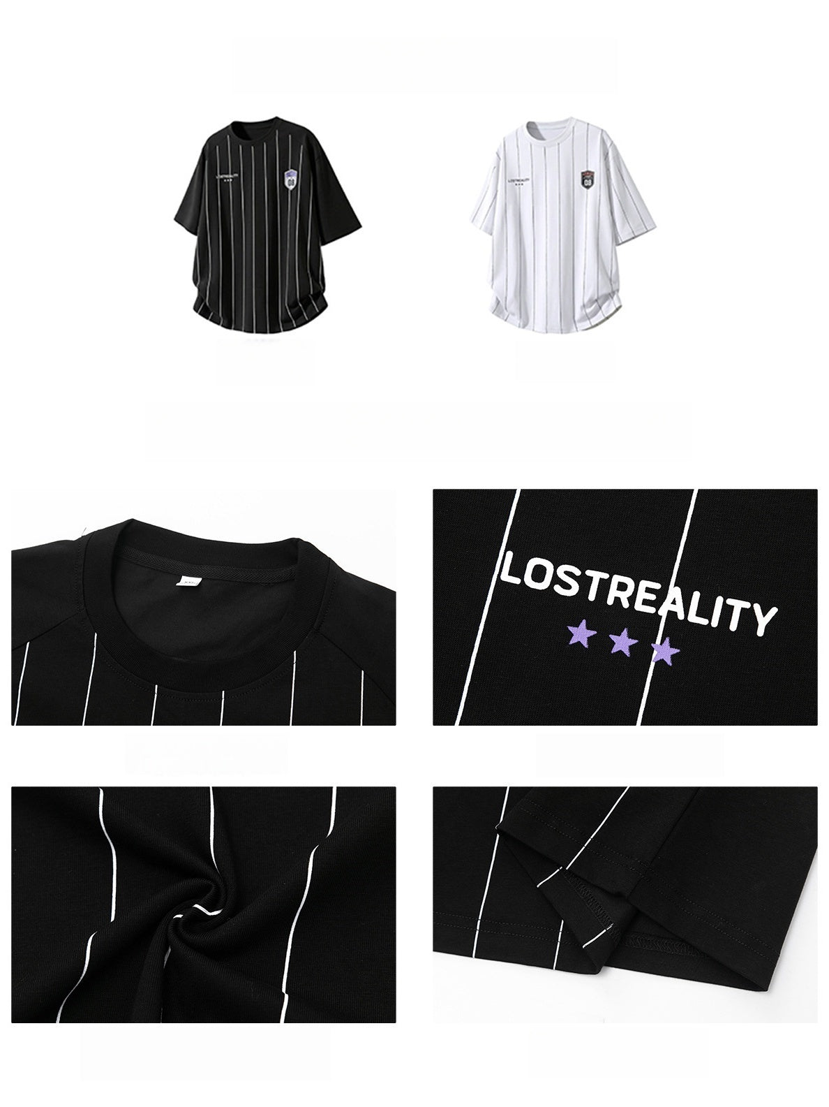 Printed Color-blocked Stripes Sports Loose-fit T-shirts