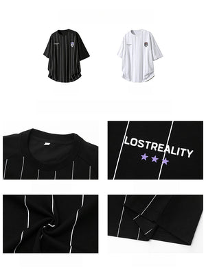 Printed Color-blocked Stripes Sports Loose-fit T-shirts