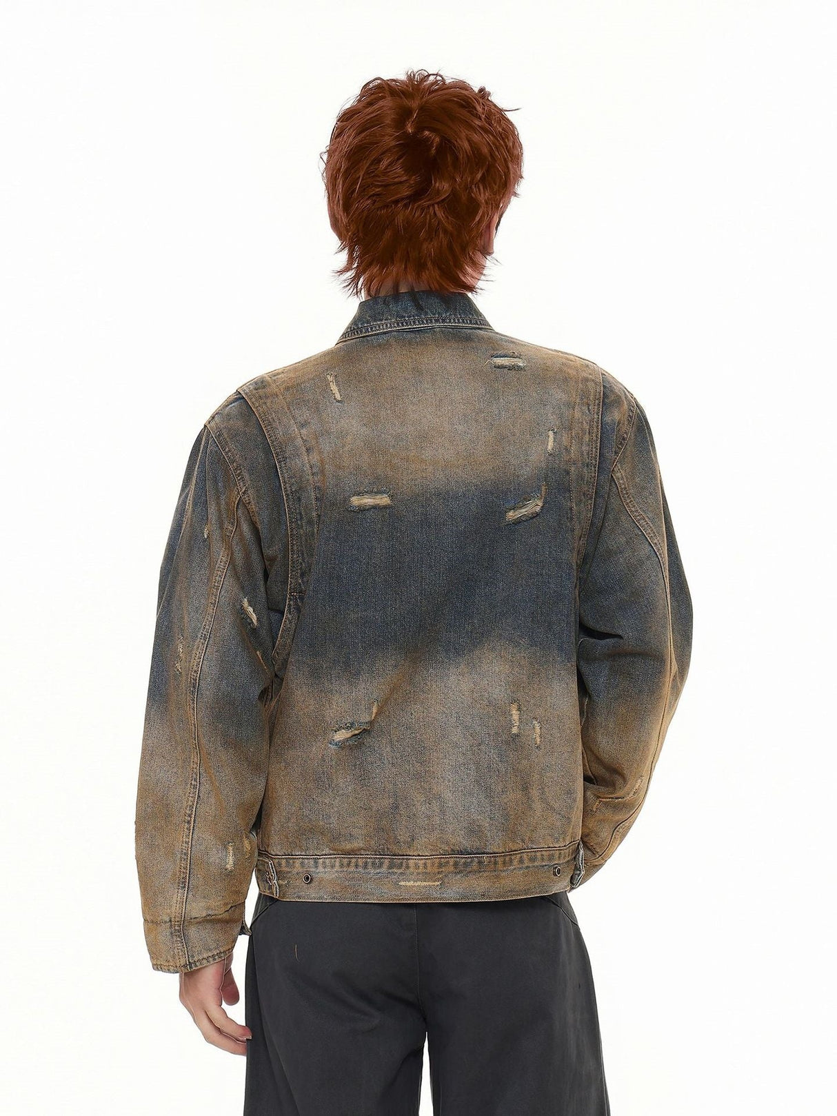 Dirty Washing Old Gradient Mud Dyeing Denim Jacket