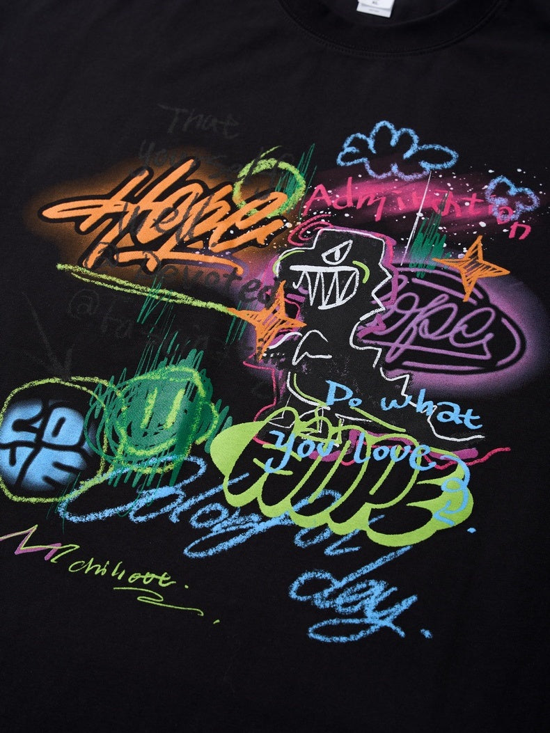 Graffiti Printed Loose-fit T-shirts