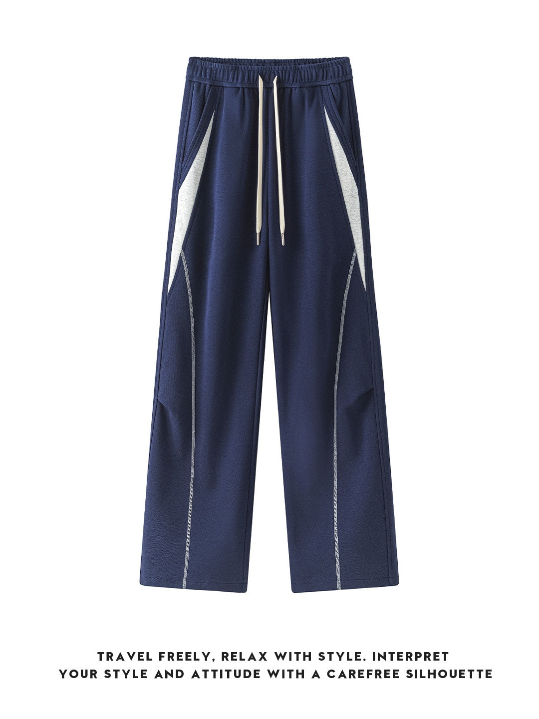 Color-blocked Geometry Scimitar Wide-leg Sweatpants