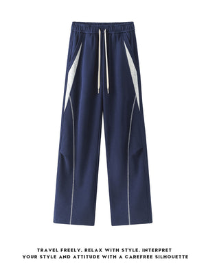 Color-blocked Geometry Scimitar Wide-leg Sweatpants