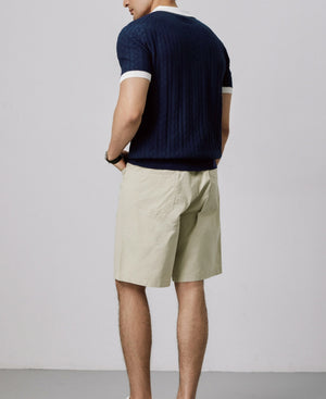 Old Money Style V-neck Color Matching Slim-fit Polo Shirts
