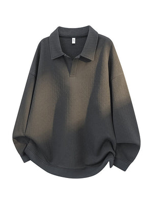 Jacquard All-match Loose Lapel Polo