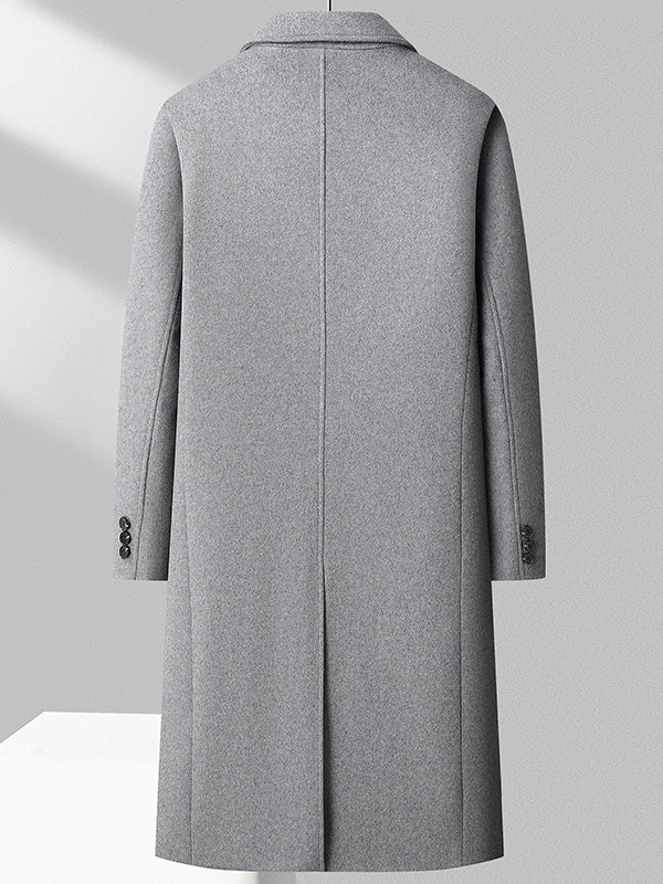 Double-breasted Long Over The Knee Slim Wool Coat