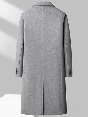 Double-breasted Long Over The Knee Slim Wool Coat