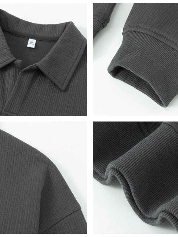 Jacquard All-match Loose Lapel Polo