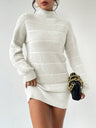 High Collar Long Sleeve Waist-cinching And Hip-hugging Knitted Sweaters Midi Dresses