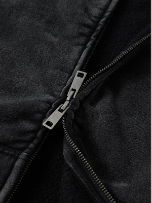 Kapuzenpullover mit gestickten, verstreuten Kanten und Fleecefutter