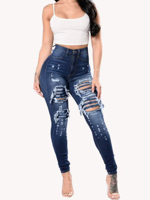 Hole Stretch Slimming Pencil Pants Jeans
