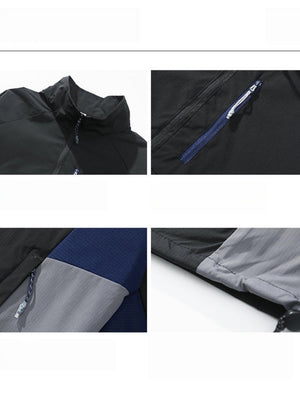 Outdoor Half Zipper Stand Collar Splicing Contrasting Colors Sports Water-repellent Jackets
