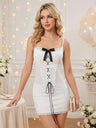 Bow Tie Lace Patchwork Camisoles Mini&Short Dresses